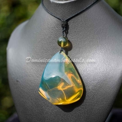 Genuine Bluish Green Dominican Amber Talisman 10