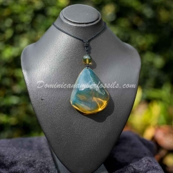 Genuine Bluish Green Dominican Amber Talisman 11