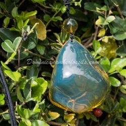 Genuine Bluish Green Dominican Amber Talisman 4