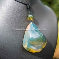 Genuine Bluish Green Dominican Amber Talisman 8