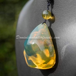 Genuine Bluish Green Dominican Amber Talisman 9