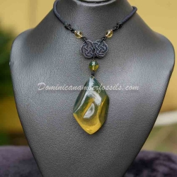 Genuine Gold Green Amber Pendant 10