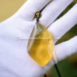Genuine Gold Green Amber Pendant 2