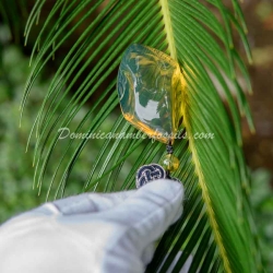Genuine Gold Green Amber Pendant 4