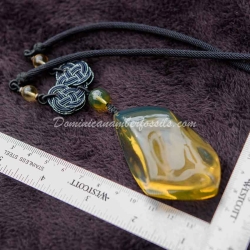 Genuine Gold Green Amber Pendant 5