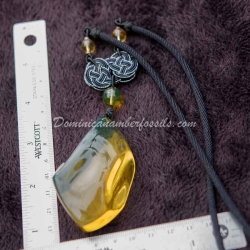 Genuine Gold Green Amber Pendant 6