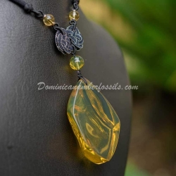 Genuine Gold Green Amber Pendant 7