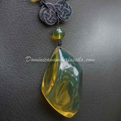 Genuine Gold Green Amber Pendant 8