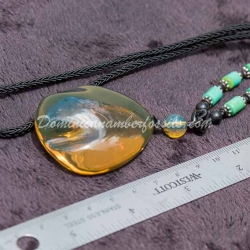 Gold Green Dominican Amber Pendant 5