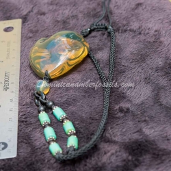 Gold Green Dominican Amber Pendant 6
