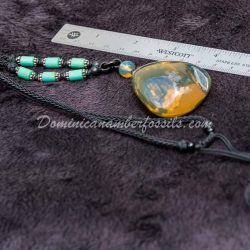 Gold Green Dominican Amber Pendant 7