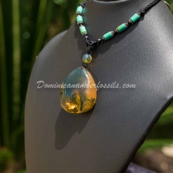 Gold Green Dominican Amber Pendant 9
