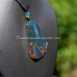 Large Blue Dominican Amber Pendant 10