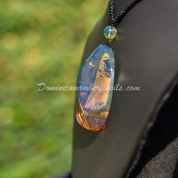 Large Blue Dominican Amber Pendant 11