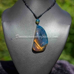 Large Blue Dominican Amber Pendant 12