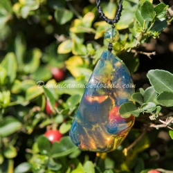 Large Blue Dominican Amber Pendant 5