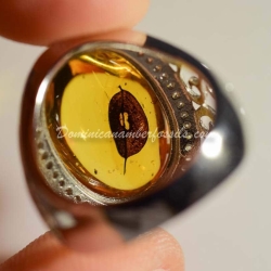 Leaf Inclusion On 925 Silver Ring