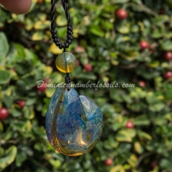 Purple Blue Dominican Amber Pendant