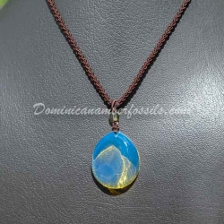 Ultra Bright Electric Blue Amber Pendant
