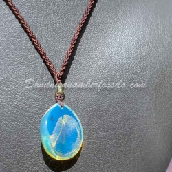 Ultra Bright Electric Blue Amber Pendant 4