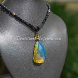 Ultra Bright Sky Blue Amber Pendant 7
